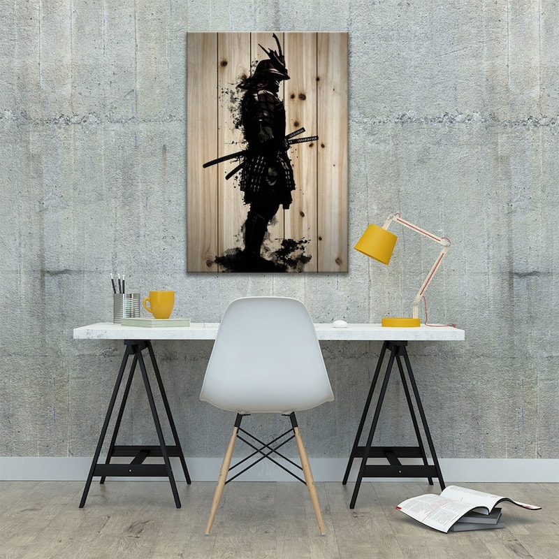Armored Samurai Print On Wood by Nicklas Gustafsson - Multi-Color