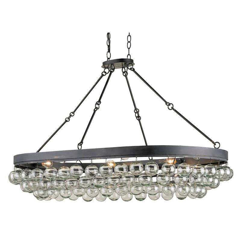 Currey & Company Balthazar Glass Oval Chandelier - 27"h x 46"w x 28"d - 27"h x 46"w x 28"d - French Black