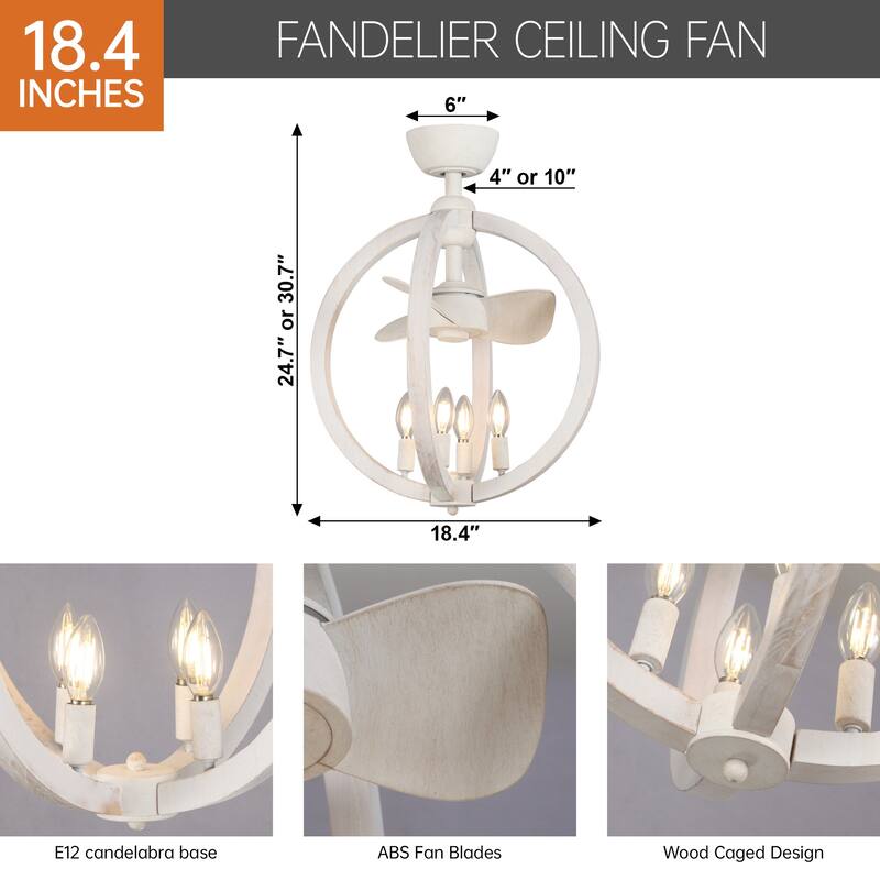 18-in White Modern Bladeless LED Fandelier Ceiling Fan with Downrod and Remote