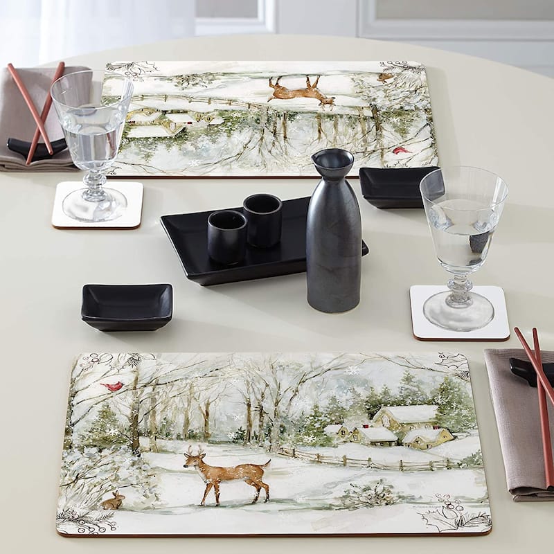 Cala Home Winter Forest by Susan Winget Hardboard Placemat Boxed Set of 4