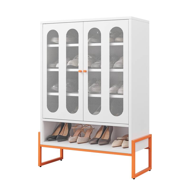 High Foot Double-Sided Mesh Door Shoe Cabinet With Movable Double-Layer Partitions And Hollow Base