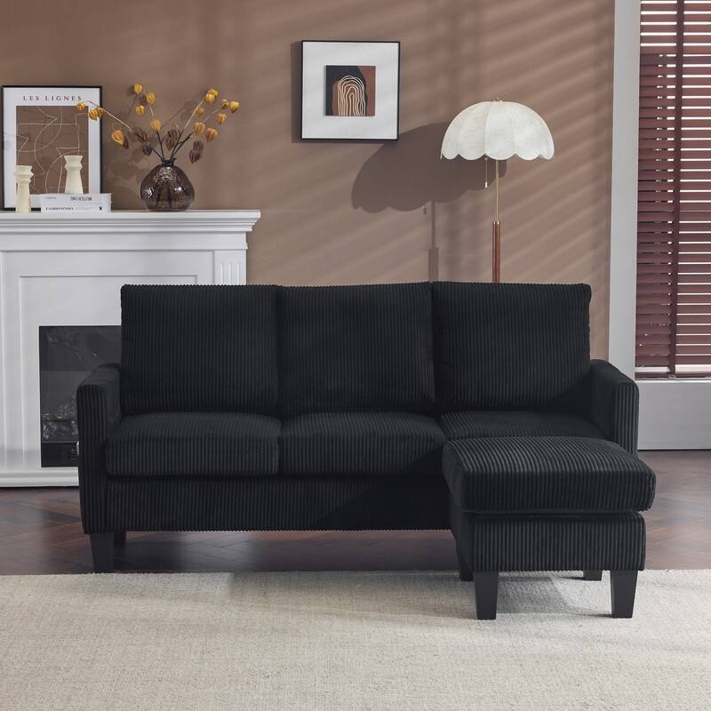 68.5'' W 3-Seat Square Arm Corduroy Couch with Storage Ottoman