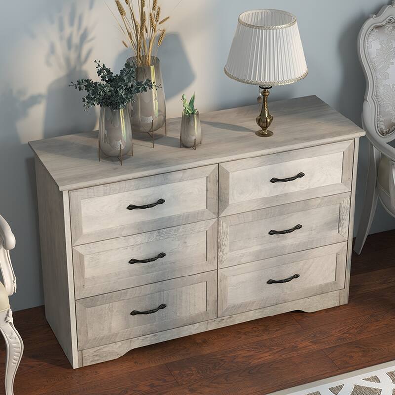 Double Dresser for Bedroom Wood Chest of Drawers