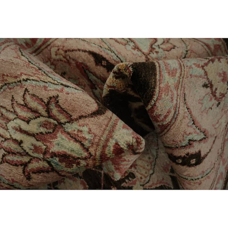 Hand Knotted Oriental 100% Wool Carpet Traditional All-Over Brown Peshawar Area Rug - 8' 7'' X 7' 0''