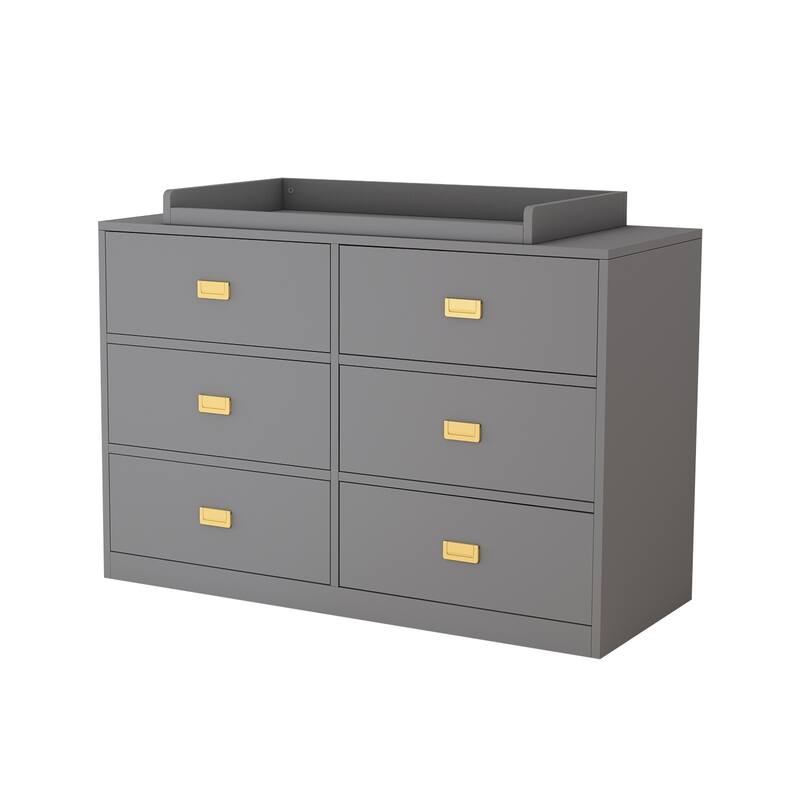 6-Drawer Dresser Change Table With Large Storage Space Chest Cabinet