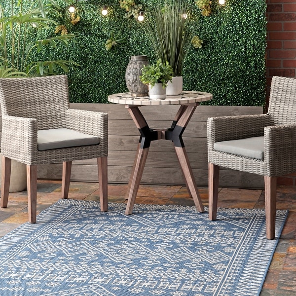 nuLOOM Indoor/Outdoor Tribal Inspired Floral Diamonds Area Rug. Opens flyout.