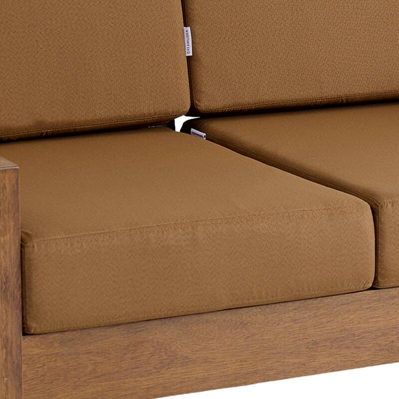 Teak Wood Cushioned Outdoor Patio Loveseat Set with Side Table