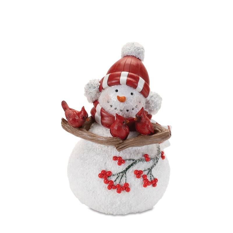 Cardinal Snowman Christmas Figurines - 9.75" - Set of 3