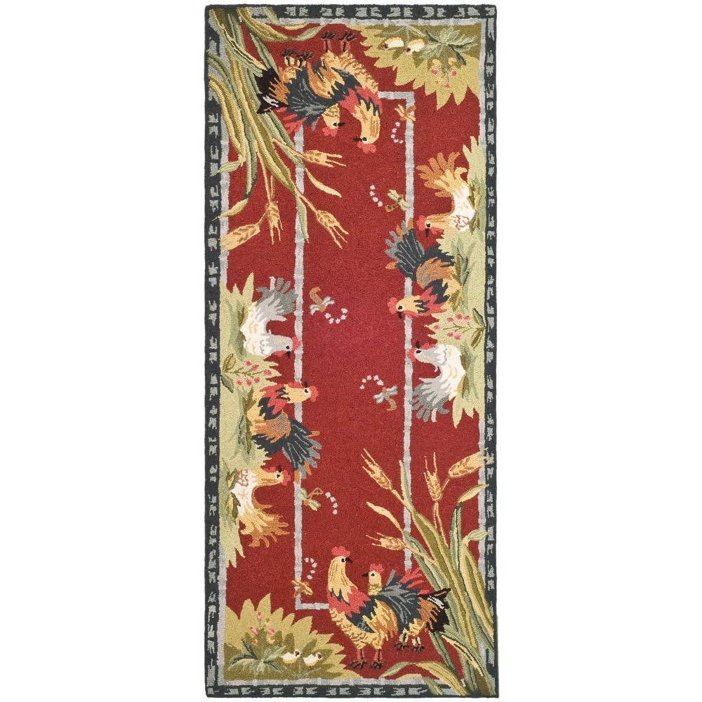 SAFAVIEH Handmade Chelsea Yauheniya French Country Rooster Wool Rug