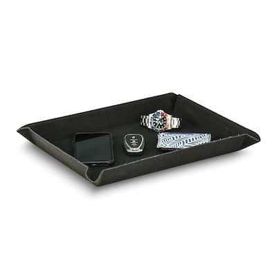 Curata Large Black Leatherette Rectangular Valet Tray