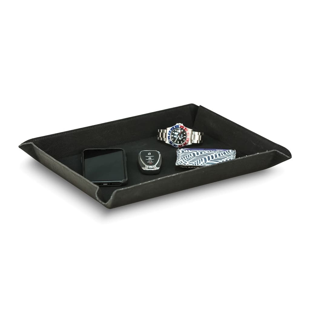 Curata Large Black Leatherette Rectangular Valet Tray