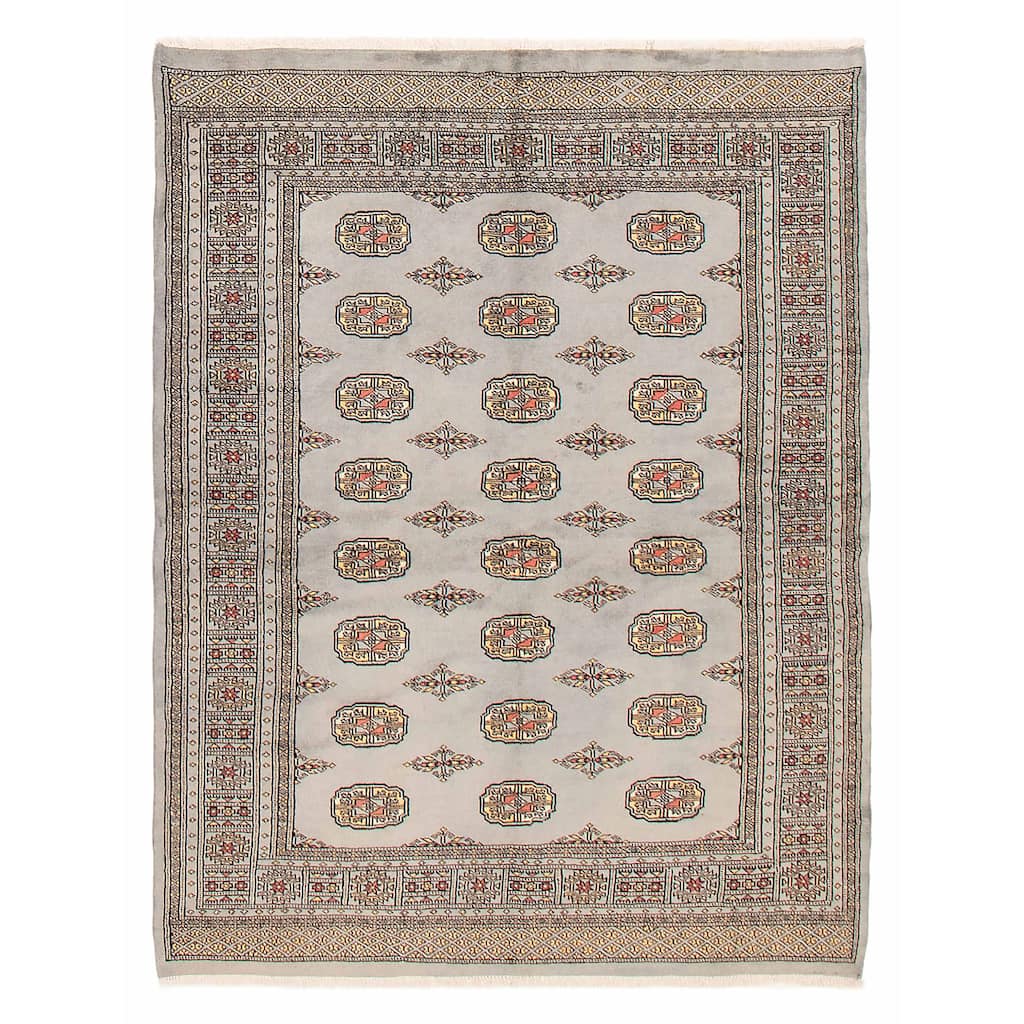 Finest Peshawar Bokhara Grey Rug 5'7" x 7'4" - 5'7 x 7'4