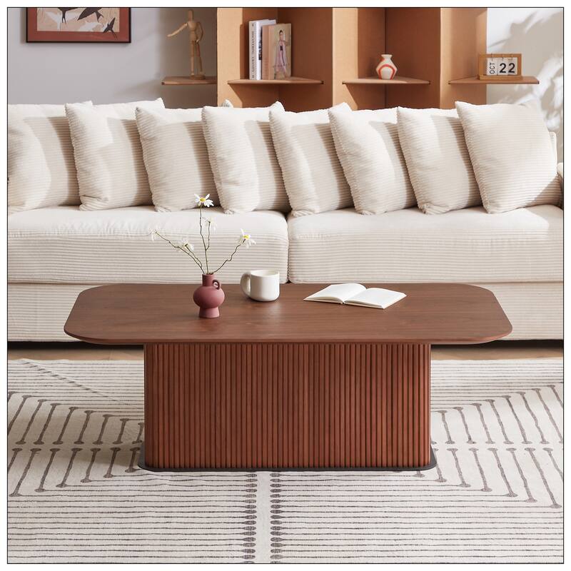 Coffee Table Walnut Wood Surface and Black Metel Feet