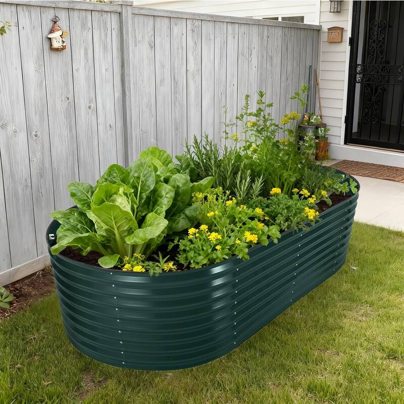 8x4x2 ft Galvanized Raised Garden Bed, Steel Planter Boxes with Zippered Screen Cover