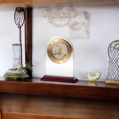 Howard Miller World Time Arch Modern Alarm Clock with Rotating Map