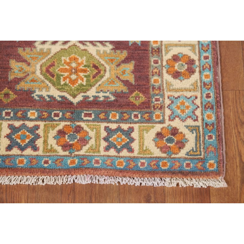 Geometric Kazak Oriental Accent Rug Handmade Wool Carpet - 2'0" x 3'0"