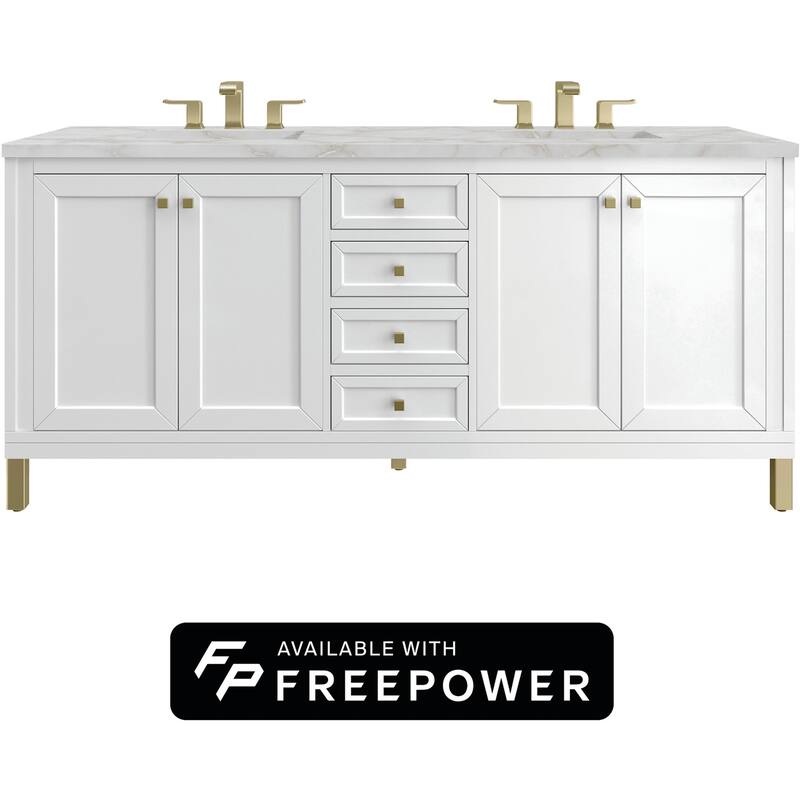 James Martin Vanities 503-V72-FVSL Chicago 72" Free Standing Double - Glossy White