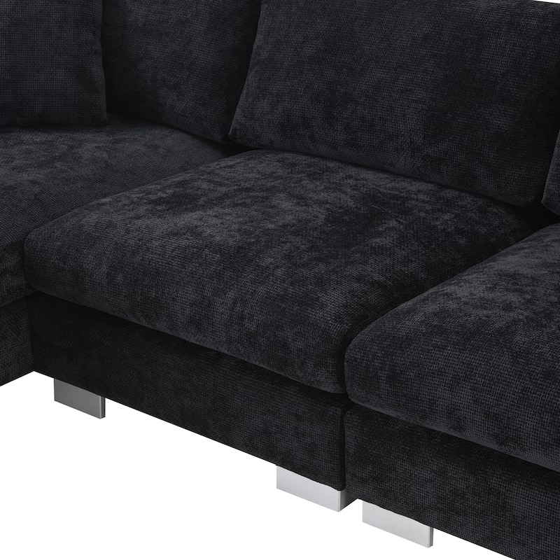 Roomfitters 96*56" Modern Cloud Sectional Sofa, L-Shaped Luxury Couch Set with 2 Pillows, 4-Seat Indoor Furniture
