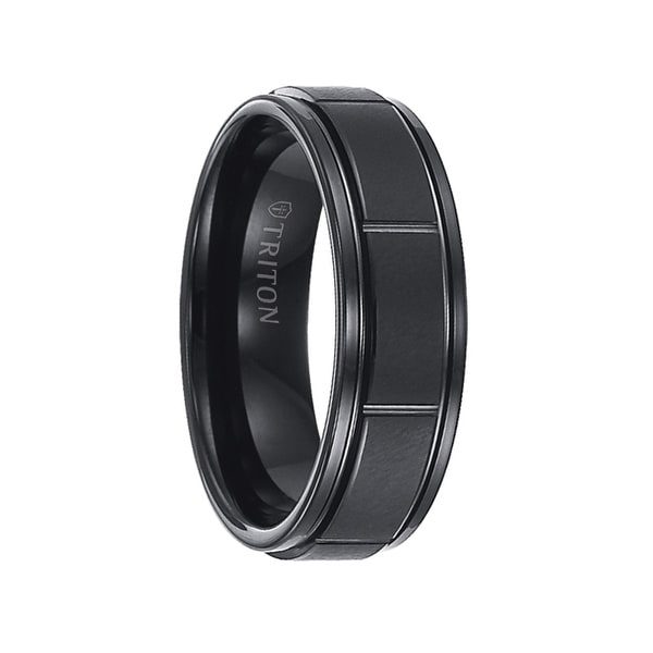 FERRIS Black Tungsten Carbide Ring with Raised Brushed ... (600 x 600 Pixel)