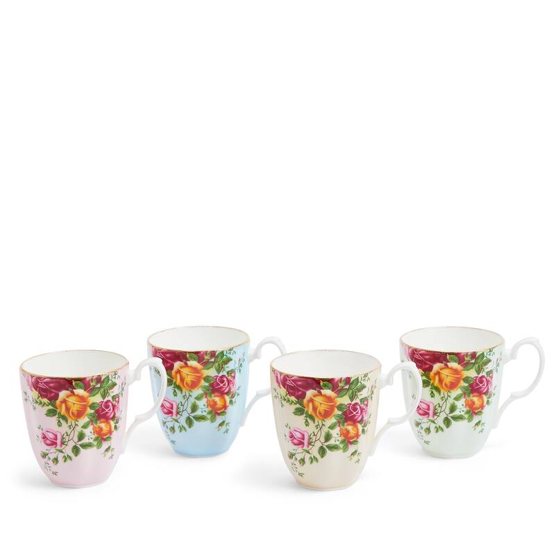Royal Albert Old Country Roses Mug 13.5floz, 4 Piece Set, Mixed Colours