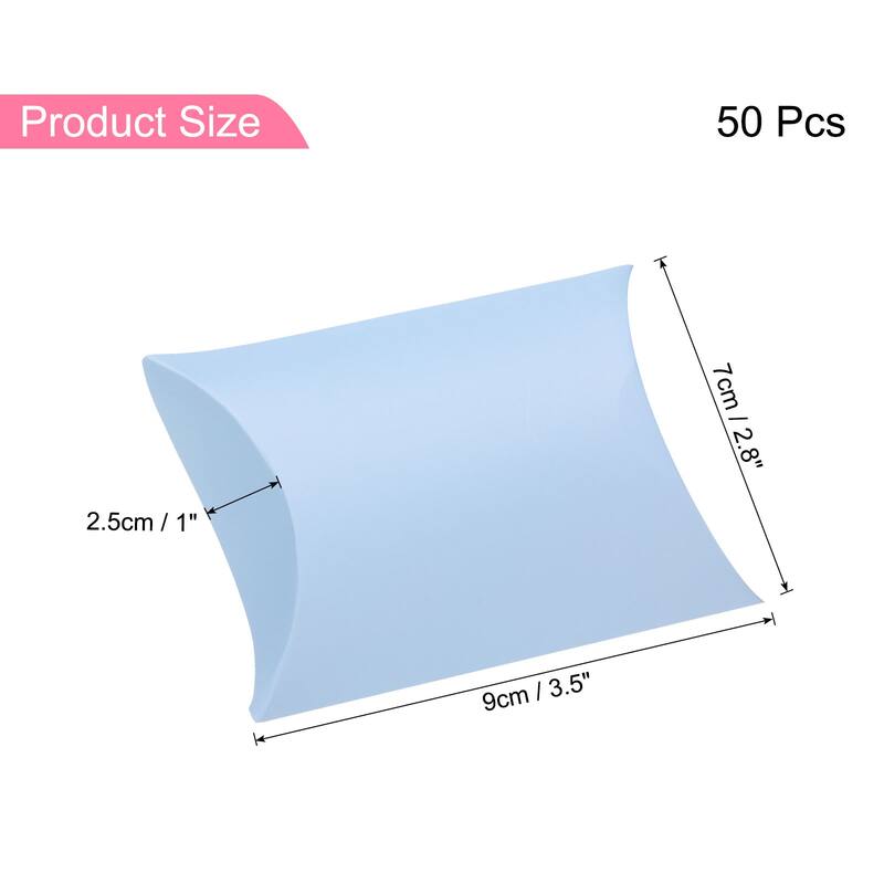50Pcs Pillow Boxes 3.5 x 2.8 x 1 Inch Gift Boxes - Blue