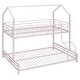 preview thumbnail 12 of 14, Pink Metal House Bunk Bed with Roof, Ladder, and Fence for Kids