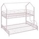 preview thumbnail 17 of 25, Twin Over Full Bunk Beds, Metal House Bed Frame w/Angled Ladder & Safety Guardrails, Convertible to 2 Beds, Triple Bunk Bed