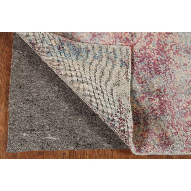 Abstract Indian Area Rug Handmade Multi-Color Wool Carpet - 5'4"x 7'6"