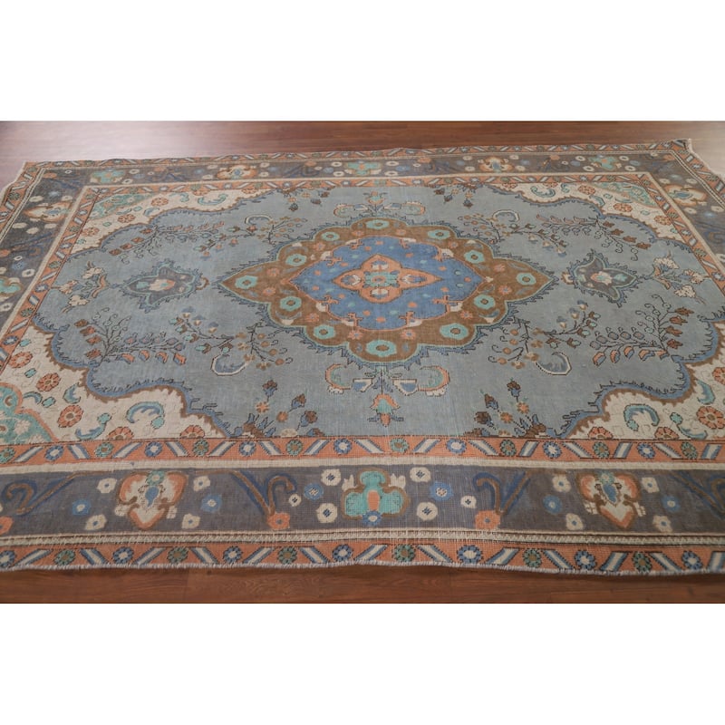 Tabriz Persian Vintage Area Rug Handmade Wool Carpet - 6'3" x 9'4"