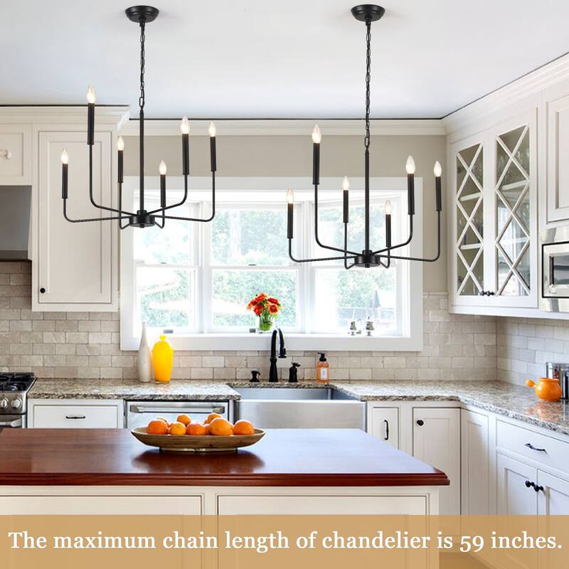 6-Light Candlestick Hanging Linear Chandelier Lighting Ceiling Light for Kitchen Island