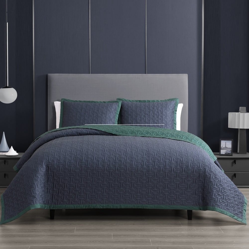 Bebejan 100% Cotton Sateen 3 Piece Textured Quilted Coverlet Set