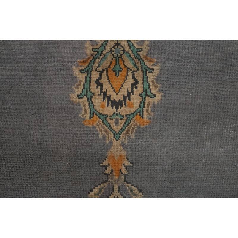Hand Knotted Oriental 100% Wool Carpet Traditional Medallion Greys & Charcoal Tabriz Area Rug - 10' 6'' X 8' 0''