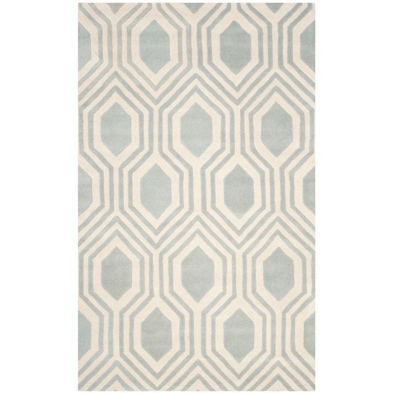 SAFAVIEH Handmade Chatham Kitt Modern Wool Rug - 4' x 6' - Grey/Ivory