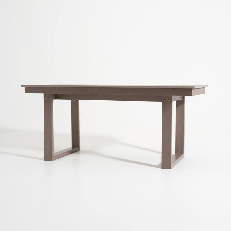 67" HDPE Outdoor Dining & Meeting Table, Weather-Resistant, Seats 6, Space-Saving Chair Slide-In