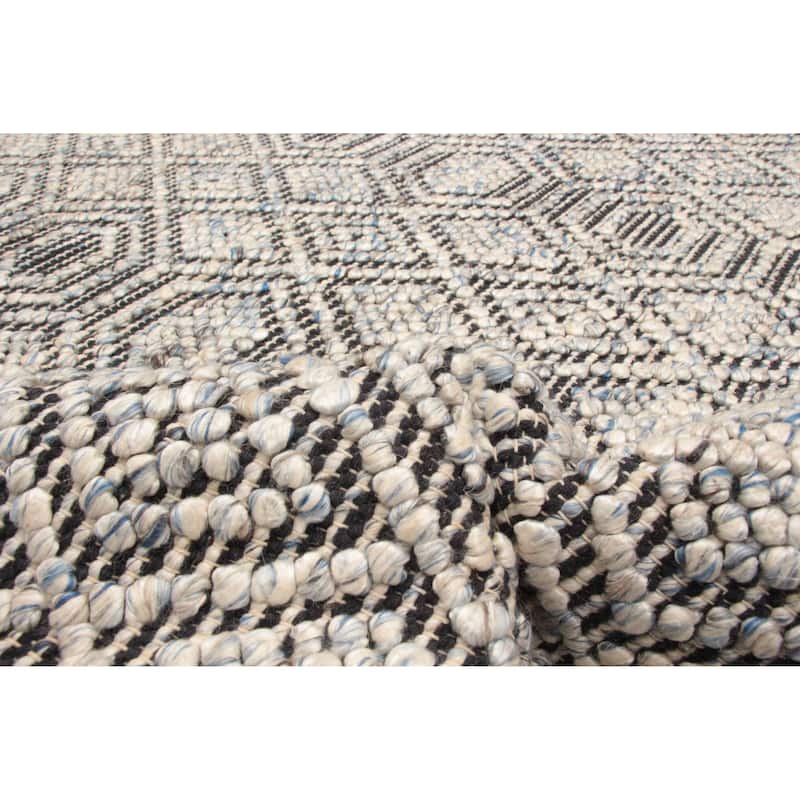 ECARPETGALLERY Braid weave Sienna Navy Wool Rug - 5'1 x 7'11
