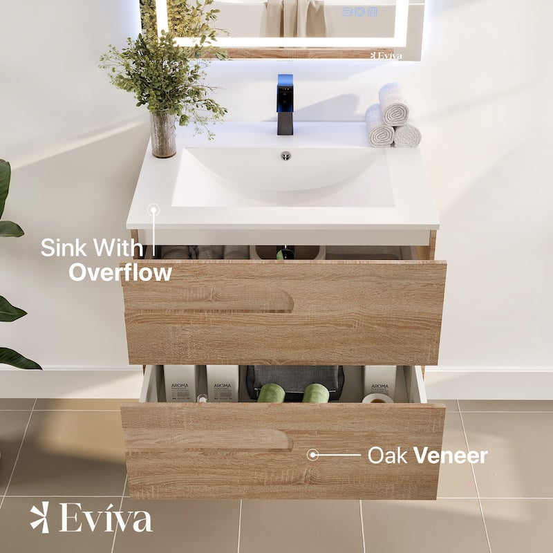 Eviva Joy 32"W Bath Vanity with Integrated Porcelain Sink
