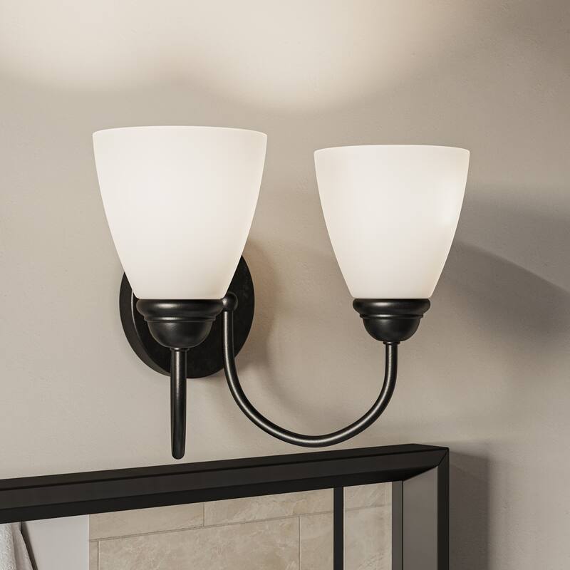 Kichler Lighting Jolie 2-Light Vanity Light with Satin Etched Glass in Black