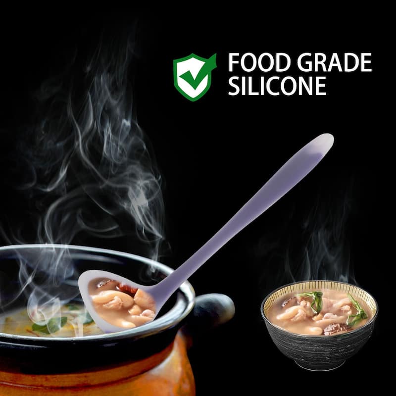 8.3" Silicone Soup Spoon Ladle Kitchen Serving Utensil for Cooking Baking Purple
