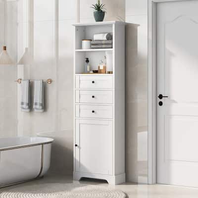 68" Tall Freestanding Bathroom Cabinet with 3 Drawers and Adjustable Shelves
