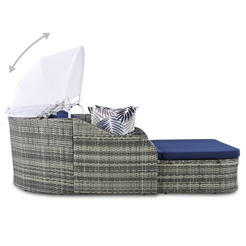 GO 79.9" Outdoor Sunbed with Adjustable Canopy, Daybed With Pillows