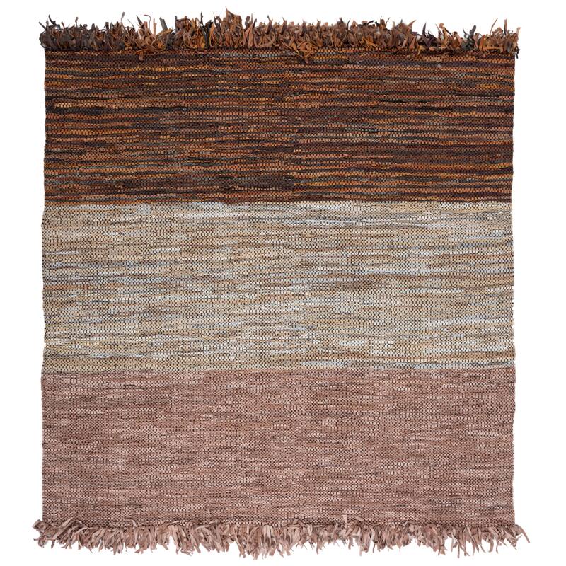 SAFAVIEH Handmade Vintage Leather Joell Modern & Contemporary Leather - 8' Square - Rust/Grey - Square/Runner