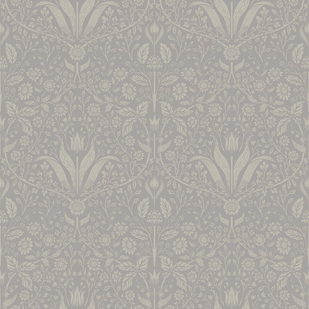 A-Street Prints Mara Grey Tulip Ogee Wallpaper