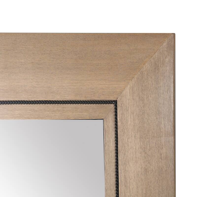 SAFAVIEH Couture Tenric Natural 63.4-inch Large Vertical Rectangle Wood Mirror - 33.5"W x 2"D x 63.4"H