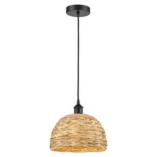 Innovations Lighting Endless Possibilities Edison - Woven Rattan - 1 Light 12" Cord Hung Mini Pendant