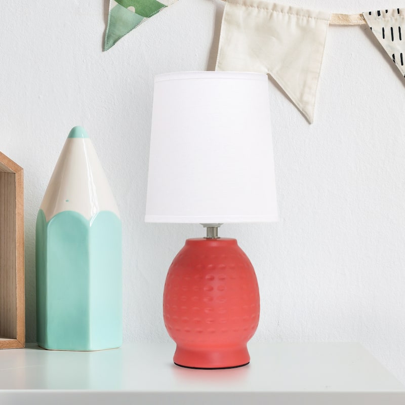 Ceramic Table Lamp with Fabric Shade for Small Spaces - 6 x 6 x 13 in. (L x W x H)