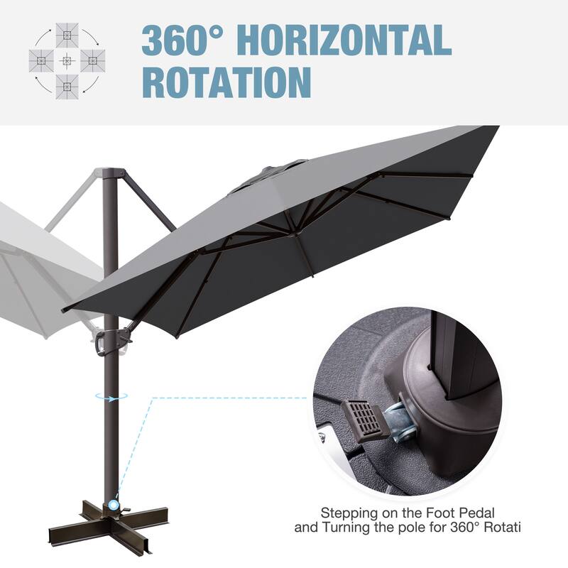 VredHom 10X13 FT Patio Outdoor Cantilever-Offset Umbrella with Base Stand