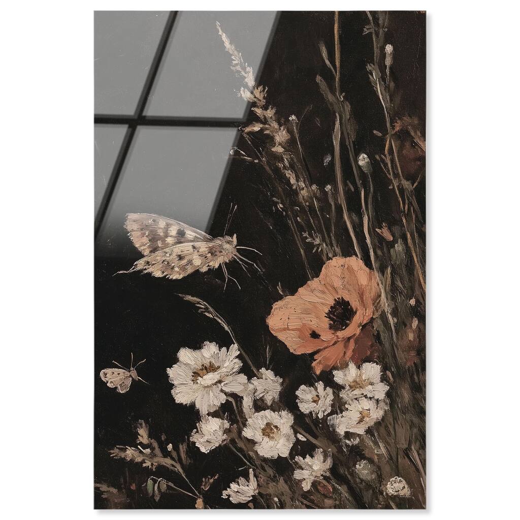 Poppy and Moth II Acrylic by Art Remedy, Ready to Hang