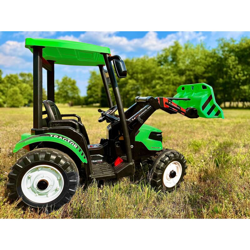 Green Kids Ride on Tractors with Parent Remote Control, Pedal Tractors Ride on Car Toy Battery Powered Electric Vehicle