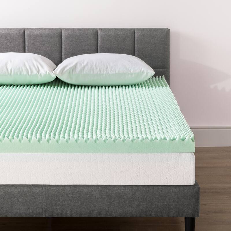 3 Inch Egg Crate Memory Foam Mattress Topper with Calming Aloe Infusion