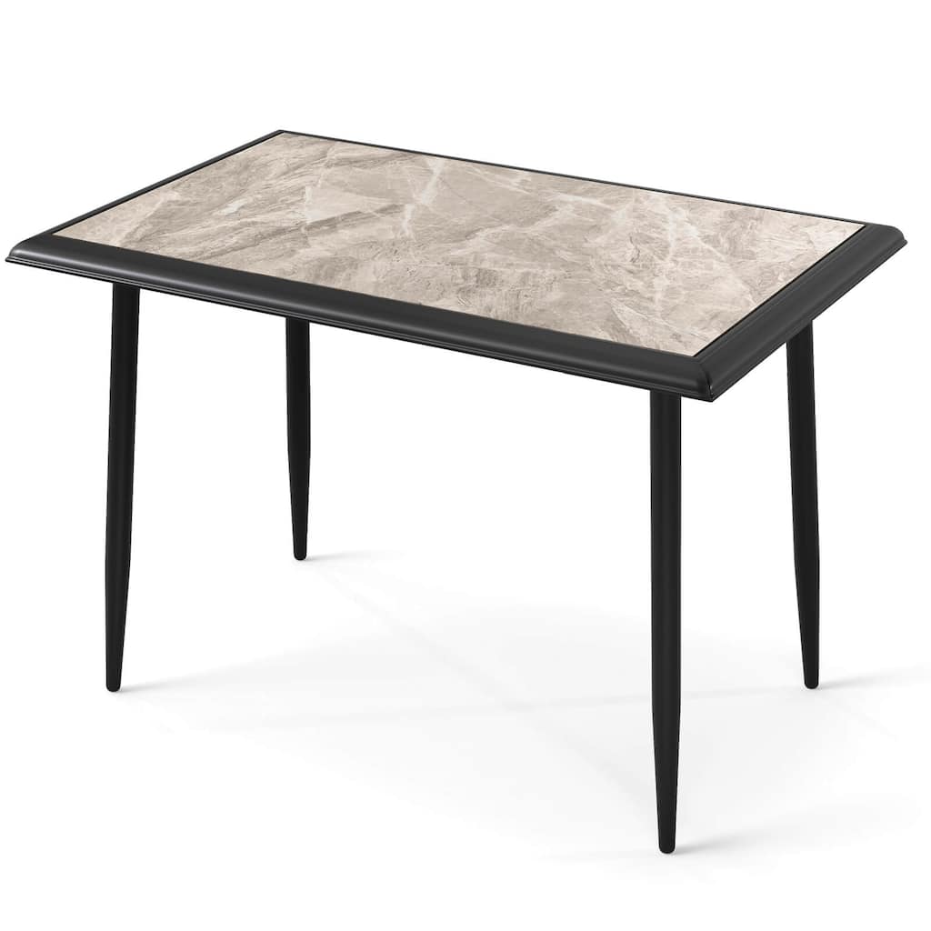 Costway 44" Rectangular Kitchen Table with Metal Frame Faux Marble - Grey+Black - See Details